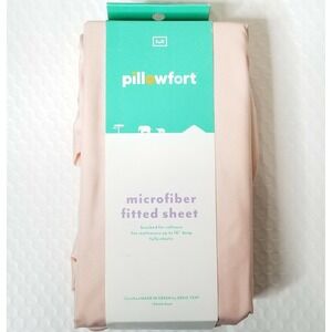Pillowfort Full Microfiber Fitted Sheet Light Pink Brushed Softness
